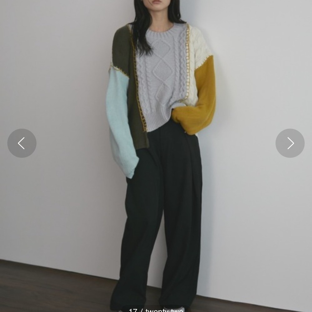 MERLOT Random Stitch Loose Knit color block sweater one size purchased in Japan - Picture 13 of 15
